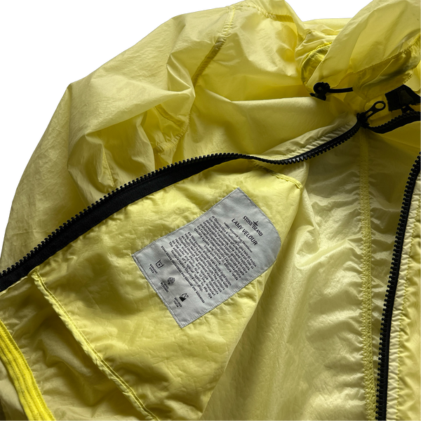 Stone Island Yellow Lamy Velour Hooded Jacket - Small
