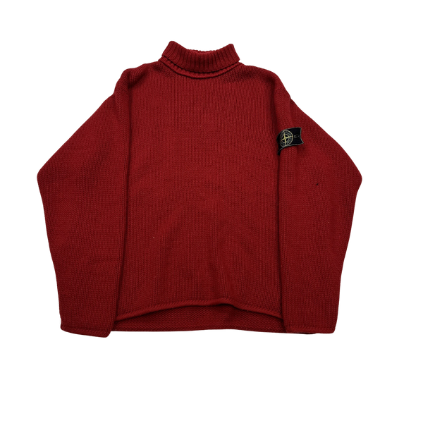 Stone Island 90s Red Pullover Knit - Large