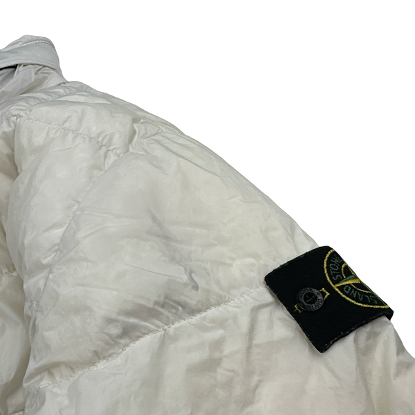 Stone Island White Garment Dyed Crinkle Reps Puffer Jacket - Medium