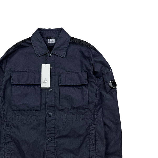 CP Company 50 Fili Tr-P Navy Buttoned Kan D Panel Coach Jacket - Small