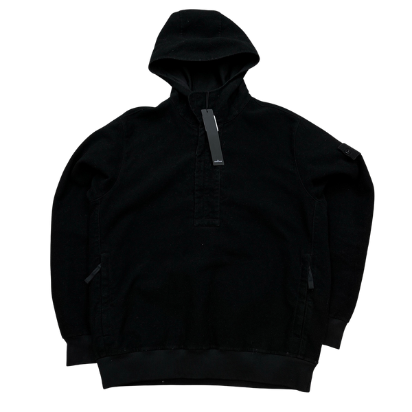 Stone Island 2021 Black Ghost Flocked Pullover Hoodie - Medium