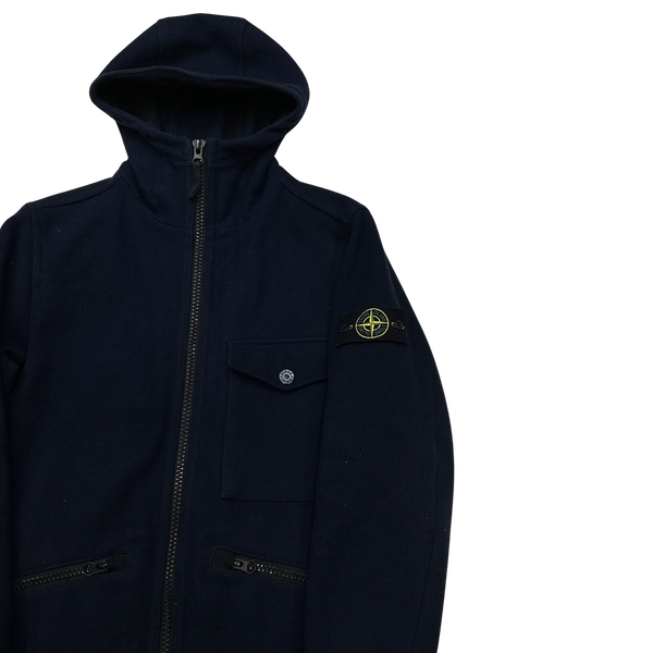 Stone Island 2017 Navy Panno Speciale Long Wool Jacket - Medium