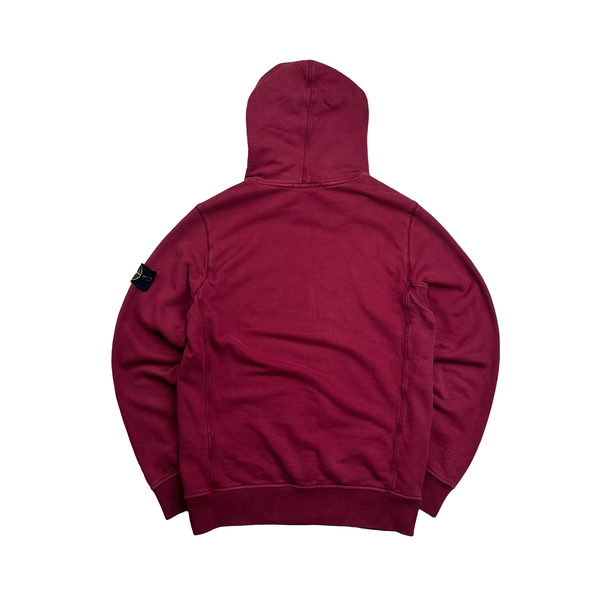 Stone Island 2018 Burgundy Cotton Pullover Hoodie - Large