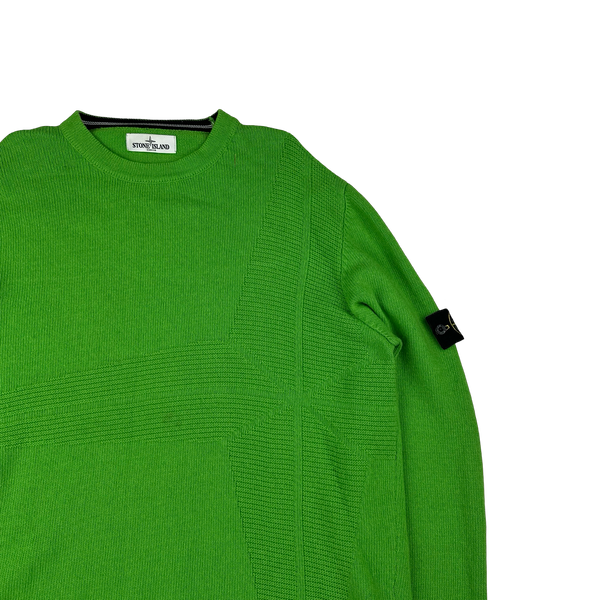 Stone Island 2012 Green Knit Compass Embossed Crewneck Jumper - XXL