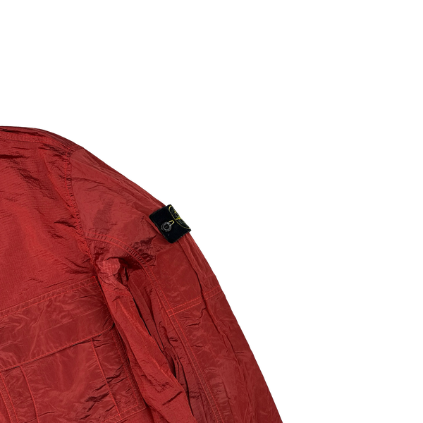 Stone Island 2019 Red Nylon Metal Rip Stop Overshirt - Large