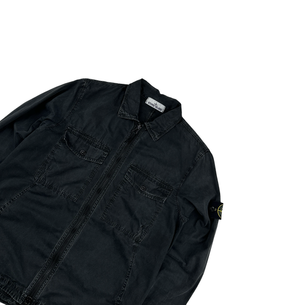 Stone Island 2019 Black Cotton Zipped Overshirt - Small