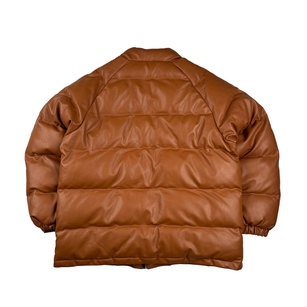 BAPE Brown Heavyweight Leather Down Filled Bomber Jacket - 3XL