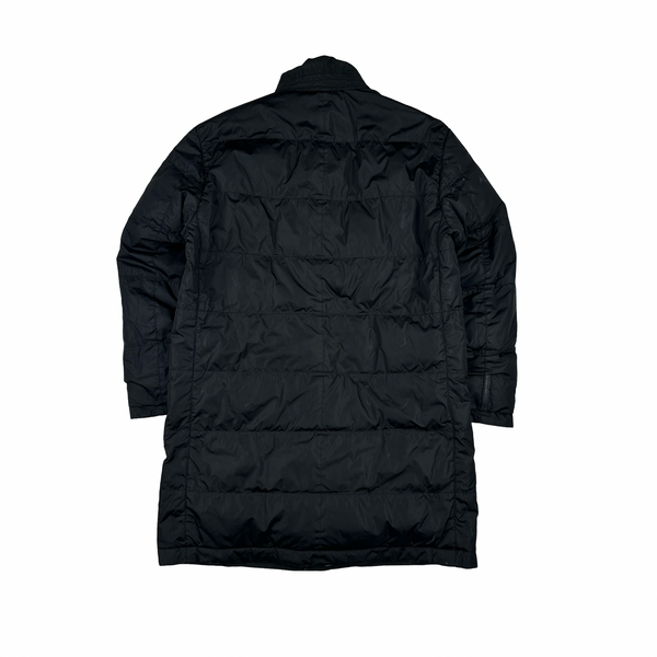 Prada Black Nylon Spellout Tab Padded Reversible Jacket - Large