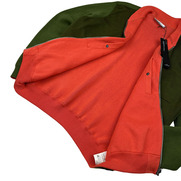 Stone Island 2022 Green/Coral Knit Reversible Cardigan - Large