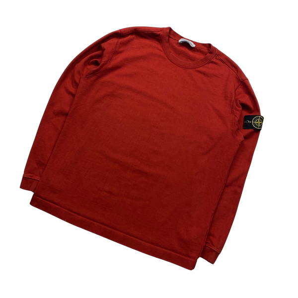 Stone Island Red Crewneck Cotton Jumper - Large