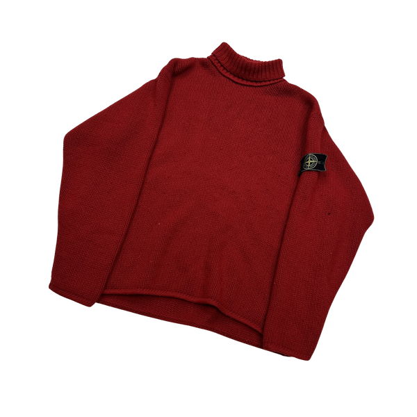 Stone Island 90s Red Pullover Knit - Large