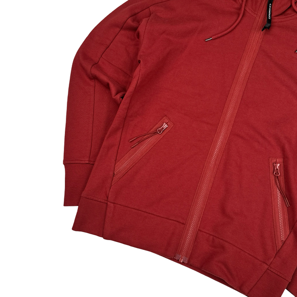 CP Company Carmine Red Cotton Goggle Hoodie - Small