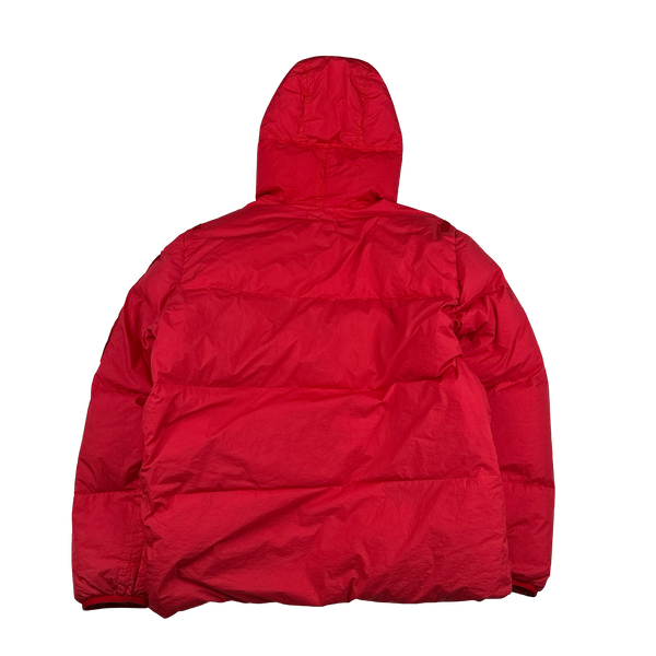 Stone Island 2022 Red Crinkle R-NY Down Puffer Jacket - Large