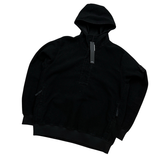 Stone Island 2021 Black Ghost Flocked Pullover Hoodie - Medium