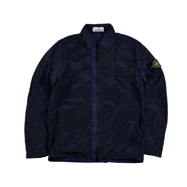Stone Island 2018 Navy Shimmer Nylon Metal Overshirt - Small