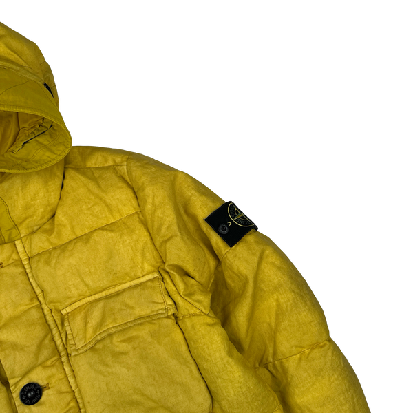 Stone Island 2018 Yellow Lino Resinato Down-TC Puffer Jacket - Small