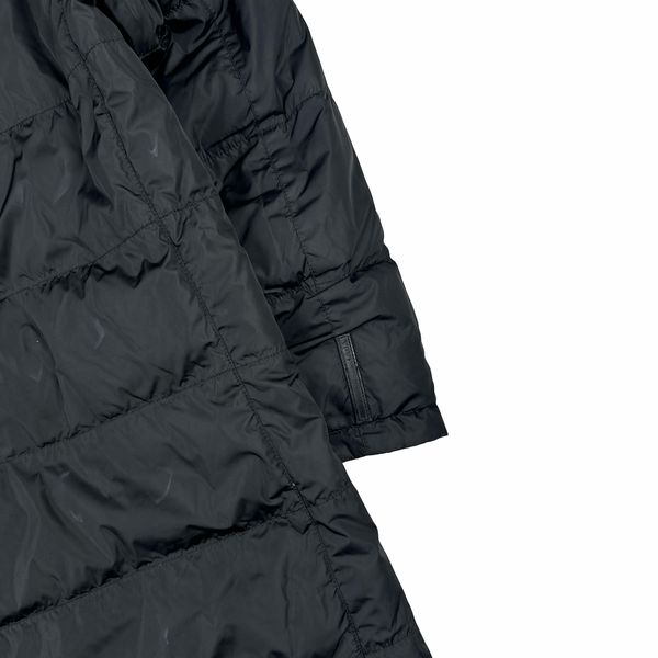 Prada Black Nylon Spellout Tab Padded Reversible Jacket - Large