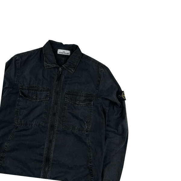 Stone Island 2019 Black Cotton Zipped Overshirt - Small