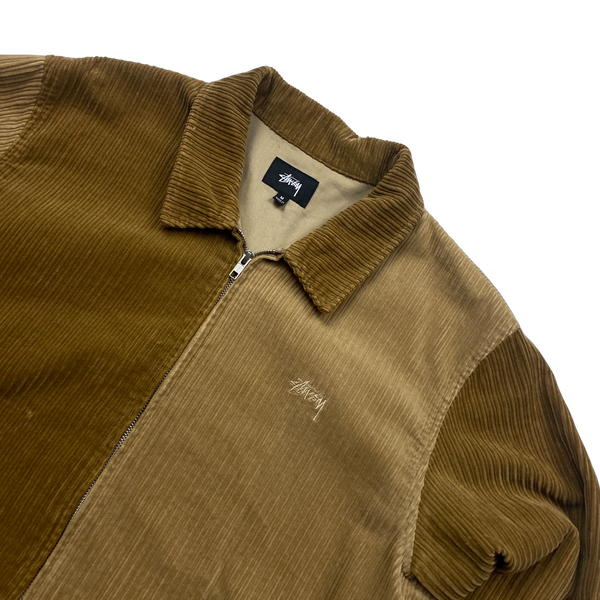 Stussy Brown Corduroy Patch Zipped Jacket - Medium