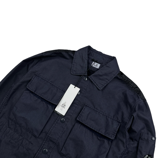 CP Company 50 Fili Tr-P Navy Buttoned Kan D Panel Coach Jacket - Small