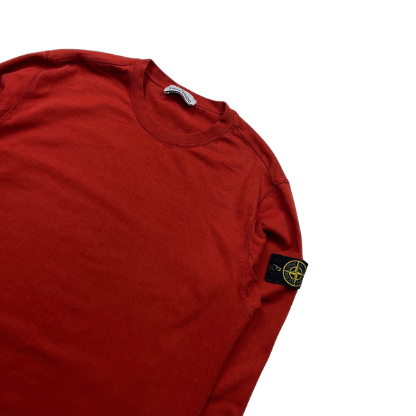 Stone Island Red Crewneck Cotton Jumper - Large