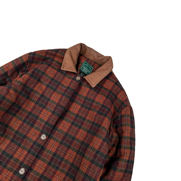 Ralph Lauren 90's Wool Flannel Lined Leather Collar Jacket - Medium