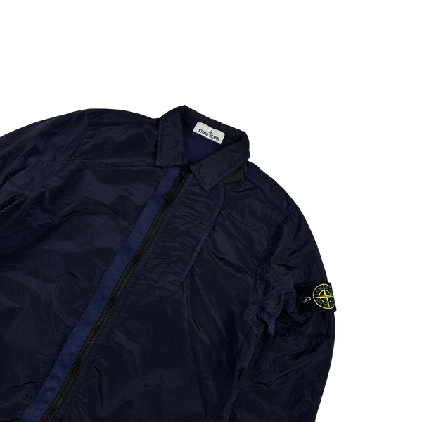 Stone Island 2018 Navy Shimmer Nylon Metal Overshirt - Small