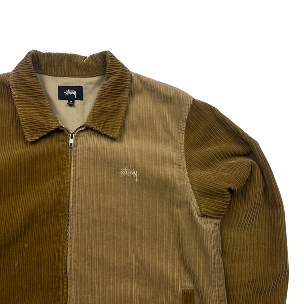 Stussy Brown Corduroy Patch Zipped Jacket - Medium