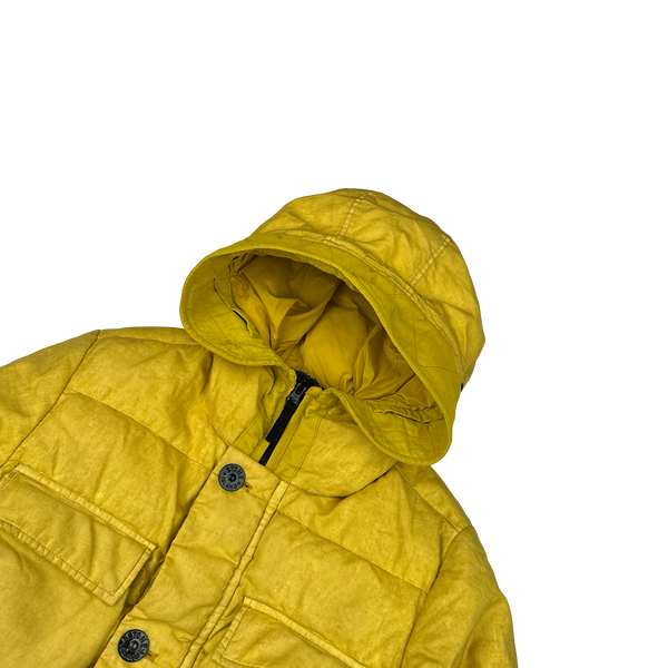 Stone Island 2018 Yellow Lino Resinato Down-TC Puffer Jacket - Small