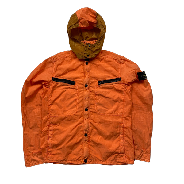 Stone Island 2015 Orange Nylon Metal Hooded Overshirt - Smalll