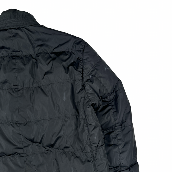 Prada Black Nylon Spellout Tab Padded Reversible Jacket - Large