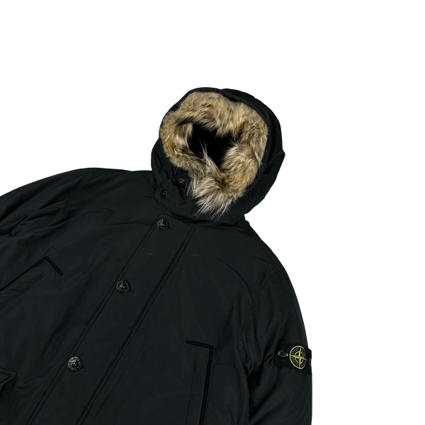 Stone Island 2016 Black Down Filled Micro Reps Parka Jacket - XL