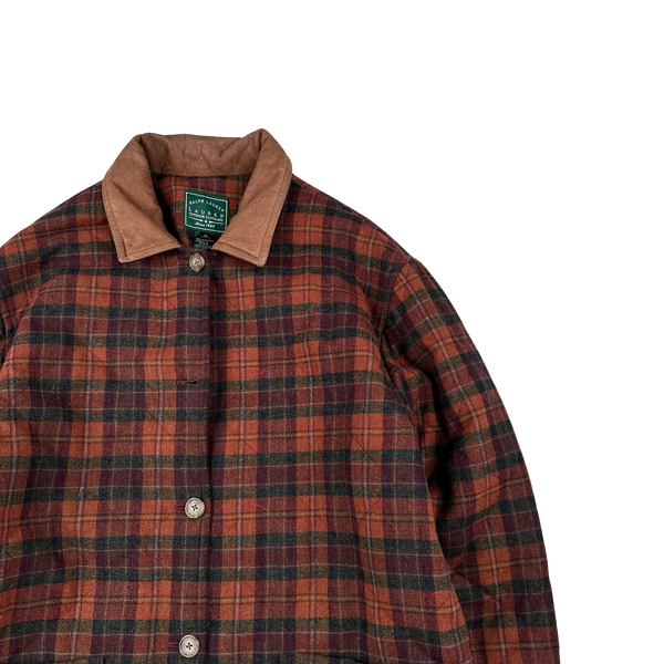 Ralph Lauren 90's Wool Flannel Lined Leather Collar Jacket - Medium