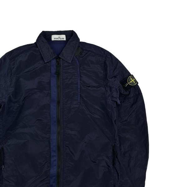 Stone Island 2018 Navy Shimmer Nylon Metal Overshirt - Small