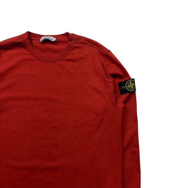 Stone Island Red Crewneck Cotton Jumper - Large