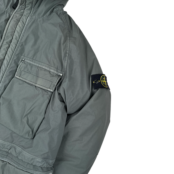 Stone Island Grey Mussola Gomatta Velour Down-TC Parka - Large