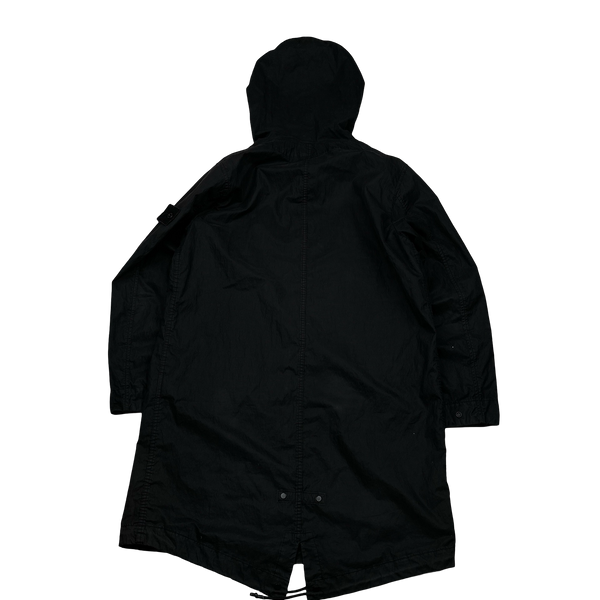 Stone Island 2019 Black 50 Fili Resinata Ghost Parka Jacket - Medium