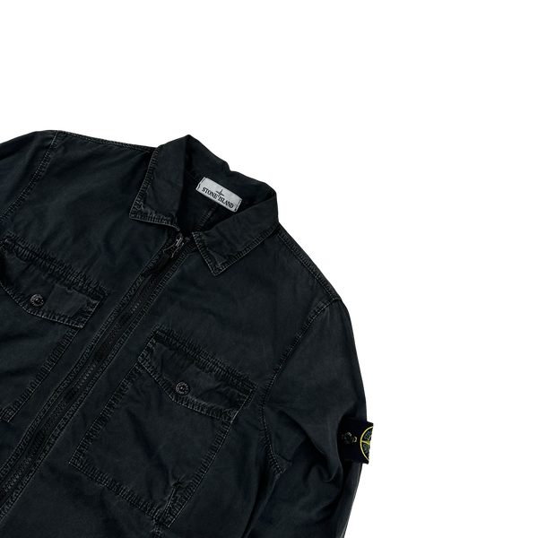 Stone Island 2019 Black Cotton Zipped Overshirt - Small