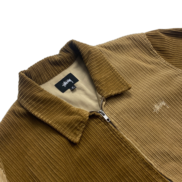 Stussy Brown Corduroy Patch Zipped Jacket - Medium