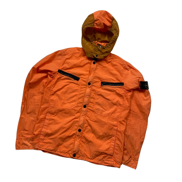 Stone Island 2015 Orange Nylon Metal Hooded Overshirt - Smalll