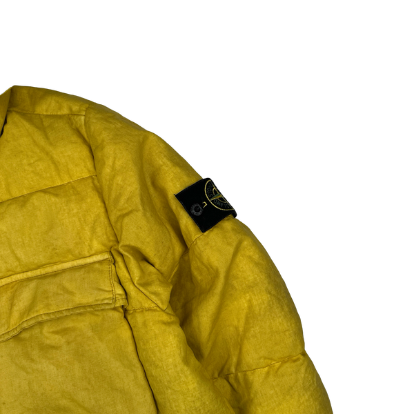 Stone Island 2018 Yellow Lino Resinato Down-TC Puffer Jacket - Small