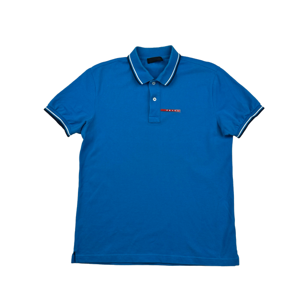 Prada Blue Cotton Polo Shirt - Medium