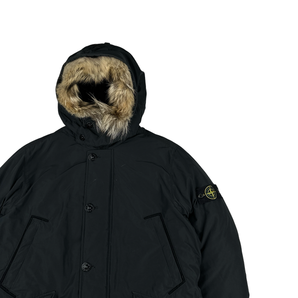 Stone Island 2016 Black Down Filled Micro Reps Parka Jacket - XL