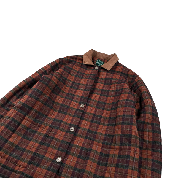 Ralph Lauren 90's Wool Flannel Lined Leather Collar Jacket - Medium