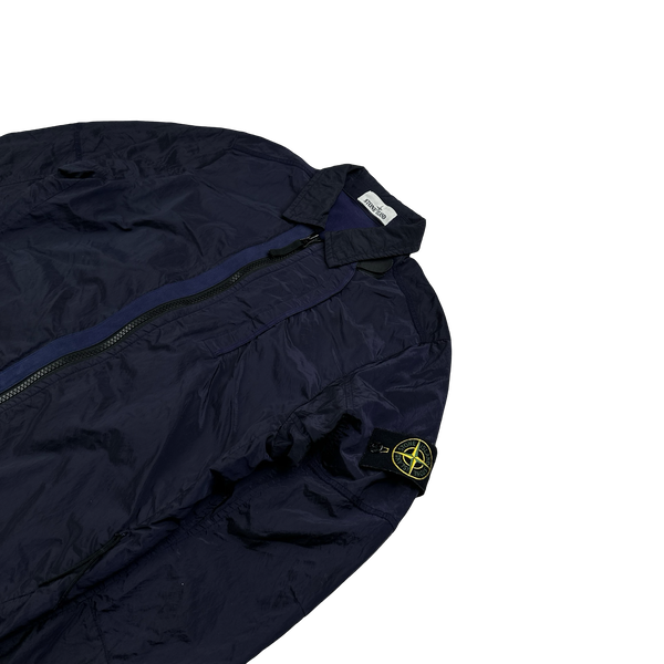 Stone Island 2018 Navy Shimmer Nylon Metal Overshirt - Small