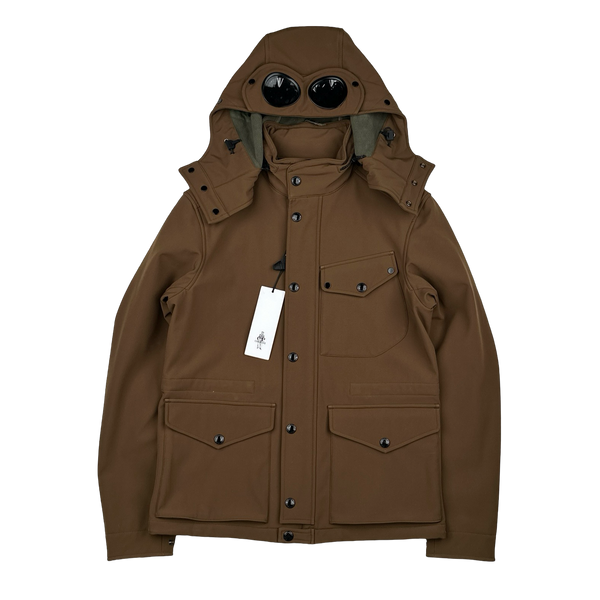 CP Company Brown Goggle Soft Shell Field Jacket Small