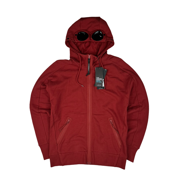 CP Company Carmine Red Cotton Goggle Hoodie - Small