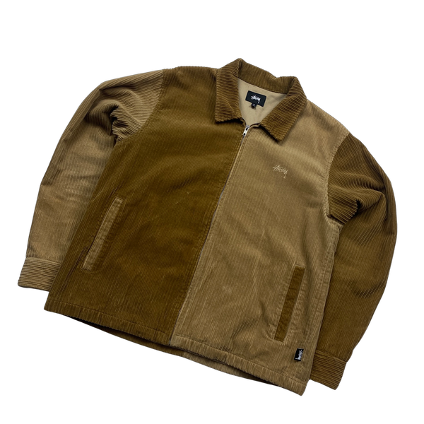 Stussy Brown Corduroy Patch Zipped Jacket - Medium