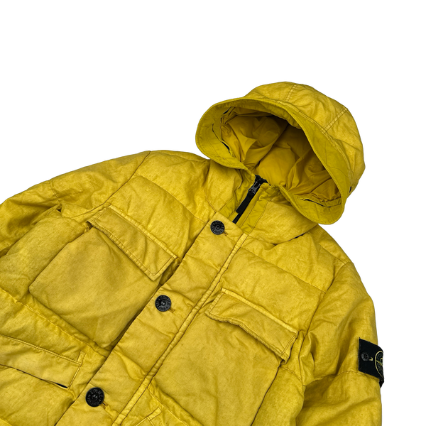 Stone Island 2018 Yellow Lino Resinato Down-TC Puffer Jacket - Small