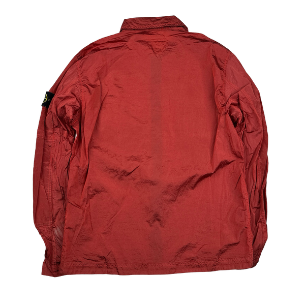 Stone Island 2019 Red Nylon Metal Rip Stop Overshirt - Large